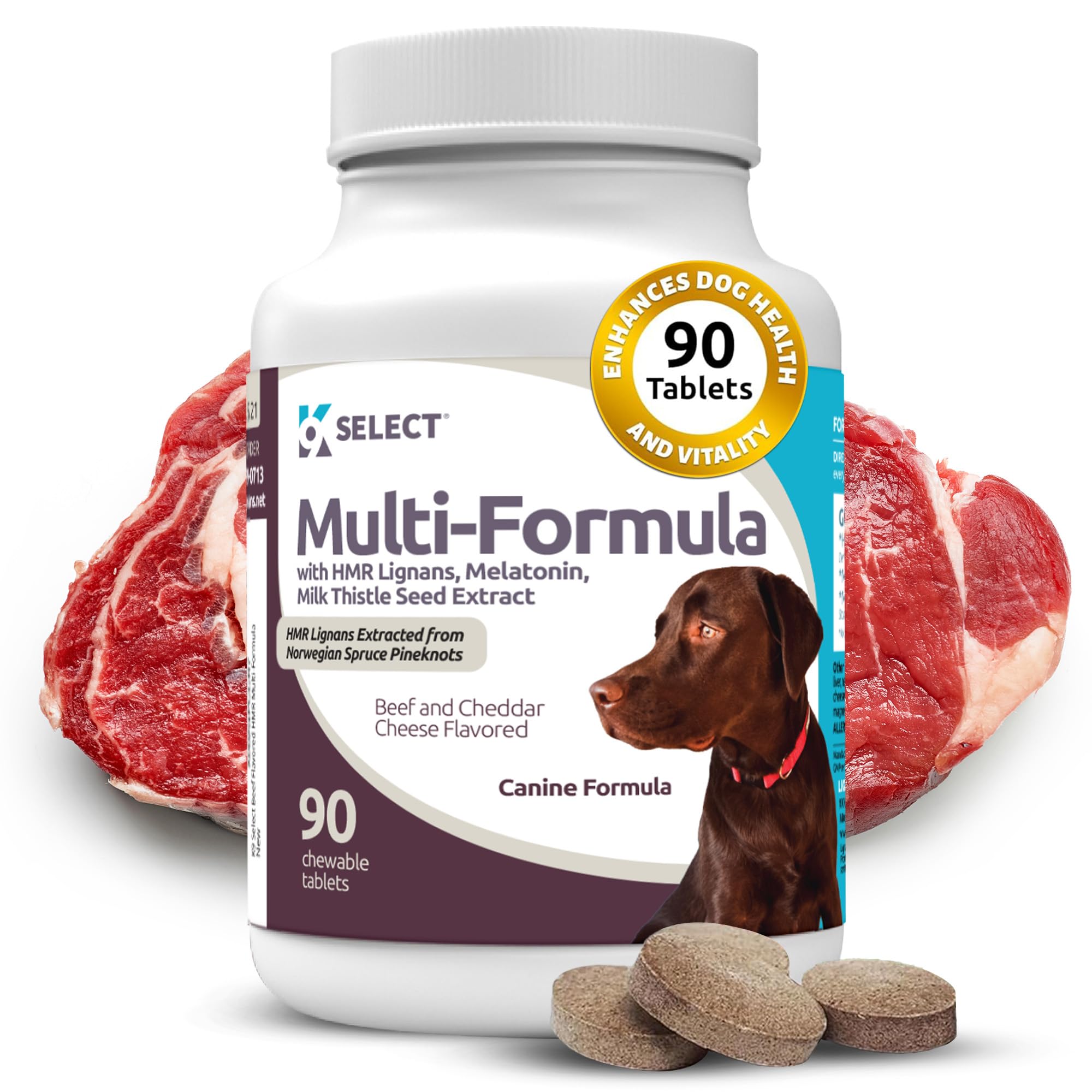 K9 Select large dog multivitamin beef cheddar chew may support daily vitality
