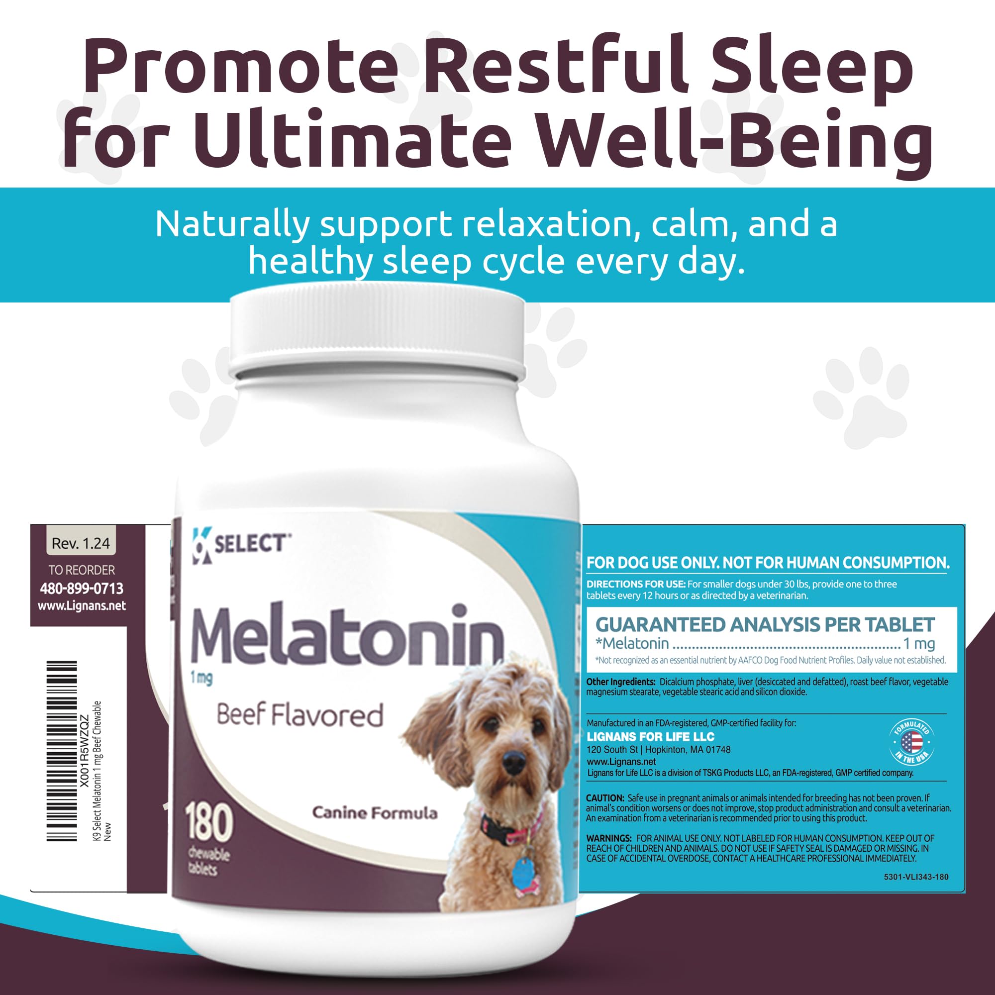 K9 Select Melatonin dish with chews suggests easy daily calm