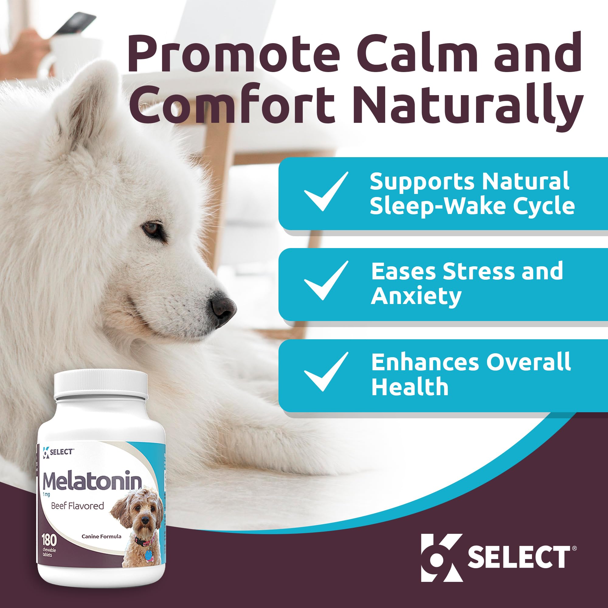 K9 Select Melatonin beef chews close-up showing tasty chew texture