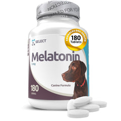K9 Select melatonin dog tablets bottle providing calming aid for large dogs