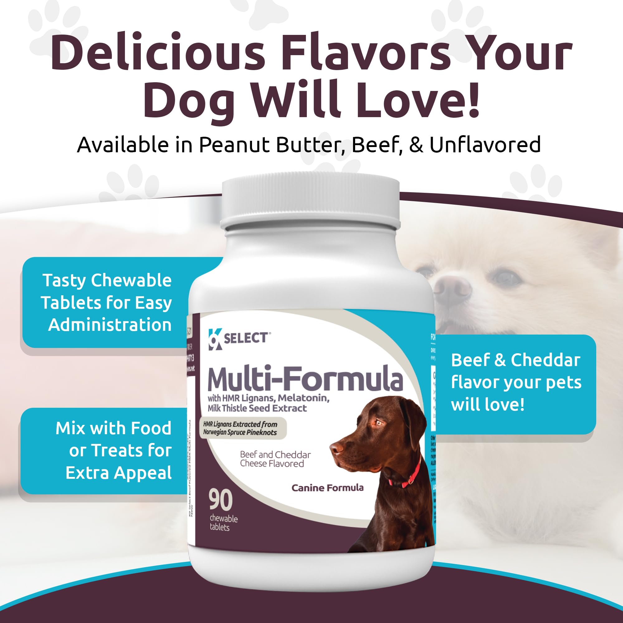 K9 Select melatonin for large dogs supports restful moods and balanced energy