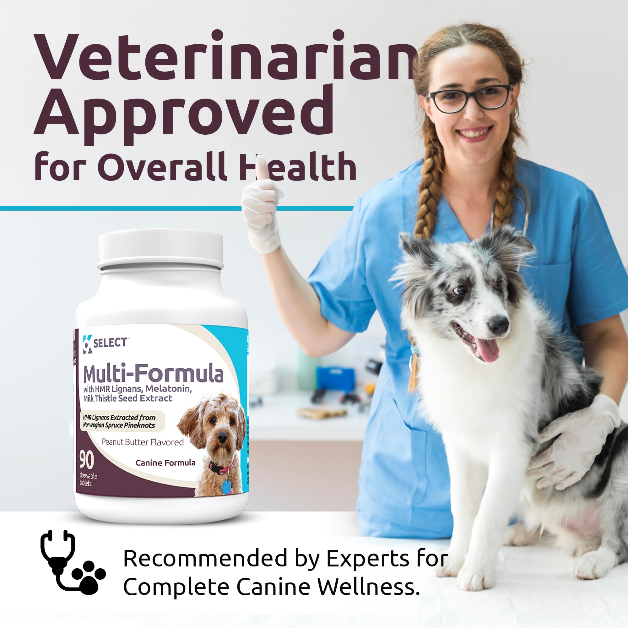 K9 Select vitamins promote shiny coat and healthy skin in dogs.