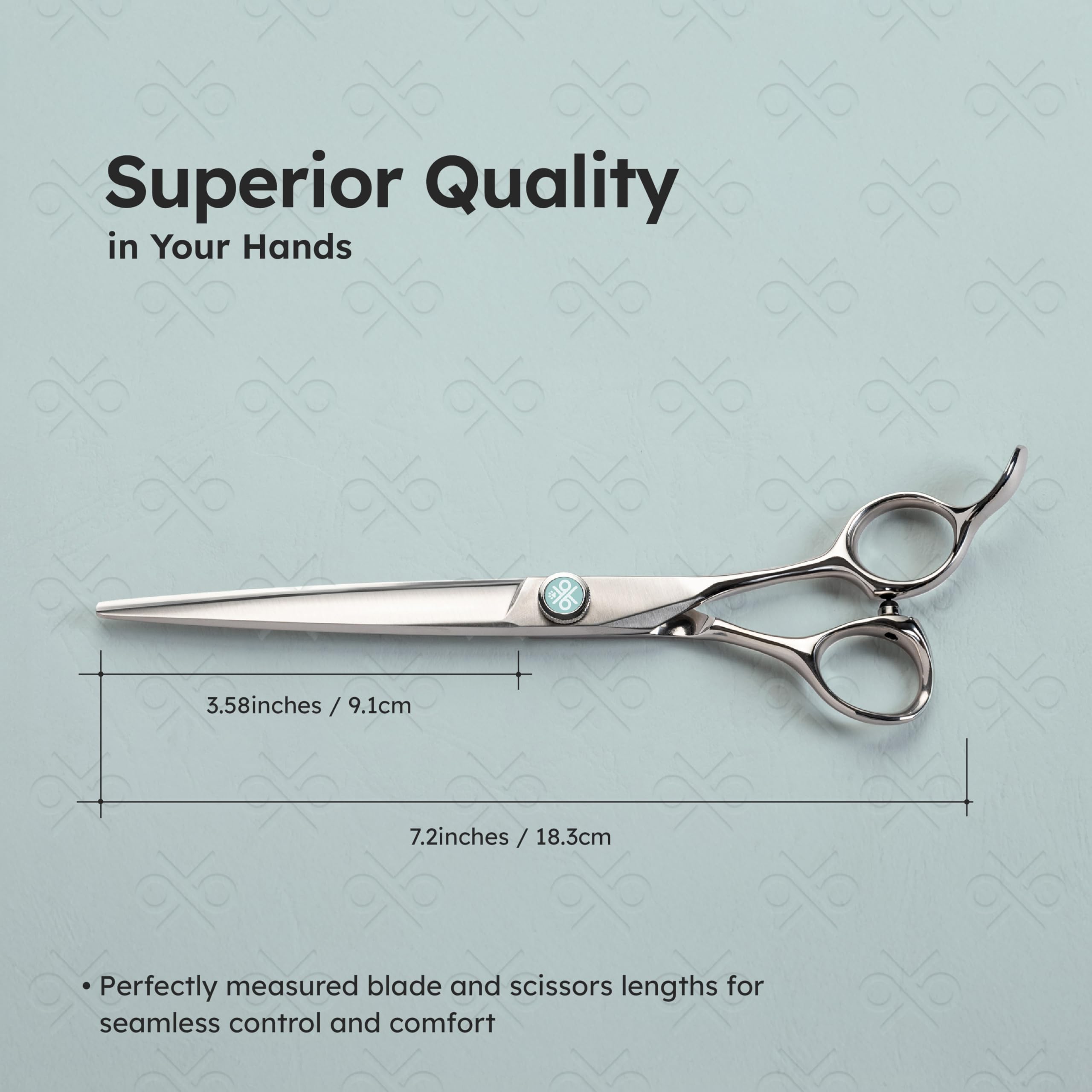 K9 SHEARS rounded tips provide safe grooming and pet comfort.