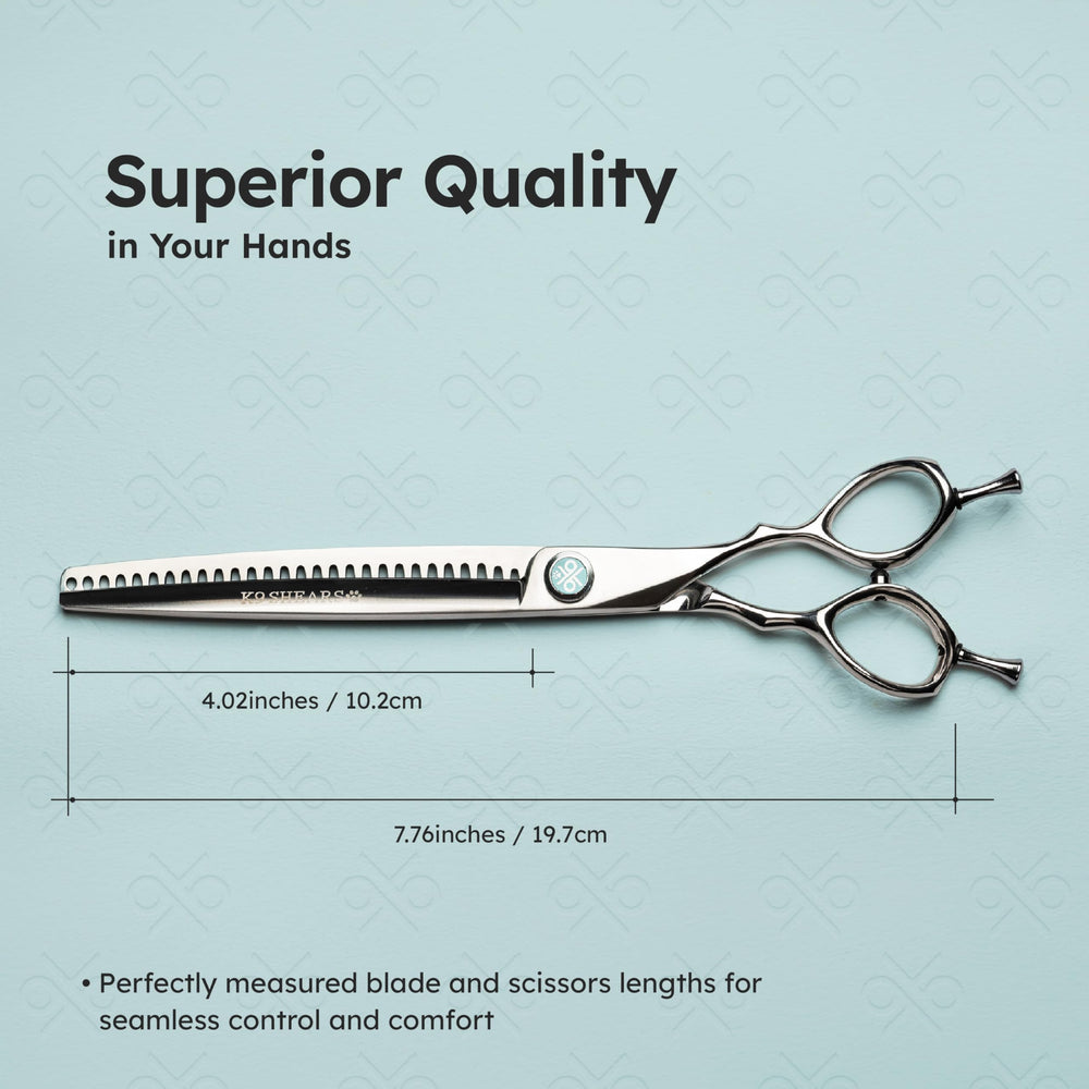 K9 SHEARS VG10 Japanese steel blade delivers durable sharpness.