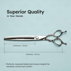 K9 SHEARS VG10 Japanese steel blade delivers durable sharpness.