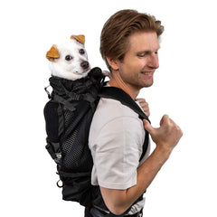 K9 Sport Sack Knavigate back view highlights the sturdy internal frame for longer hikes.