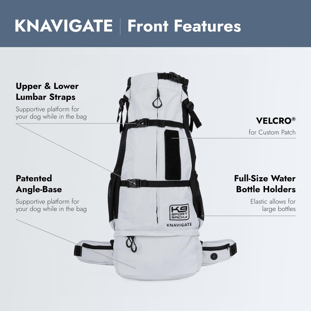 K9 Sport Sack Knavigate medium Lunar Rock back plate highlights support and adjustable fit.