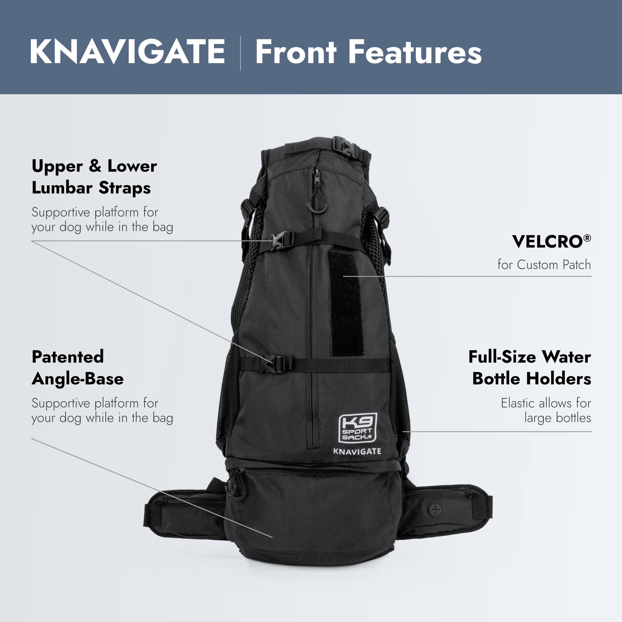 K9 Sport Sack Knavigate medium carabiner safety clip keeps your pup secure