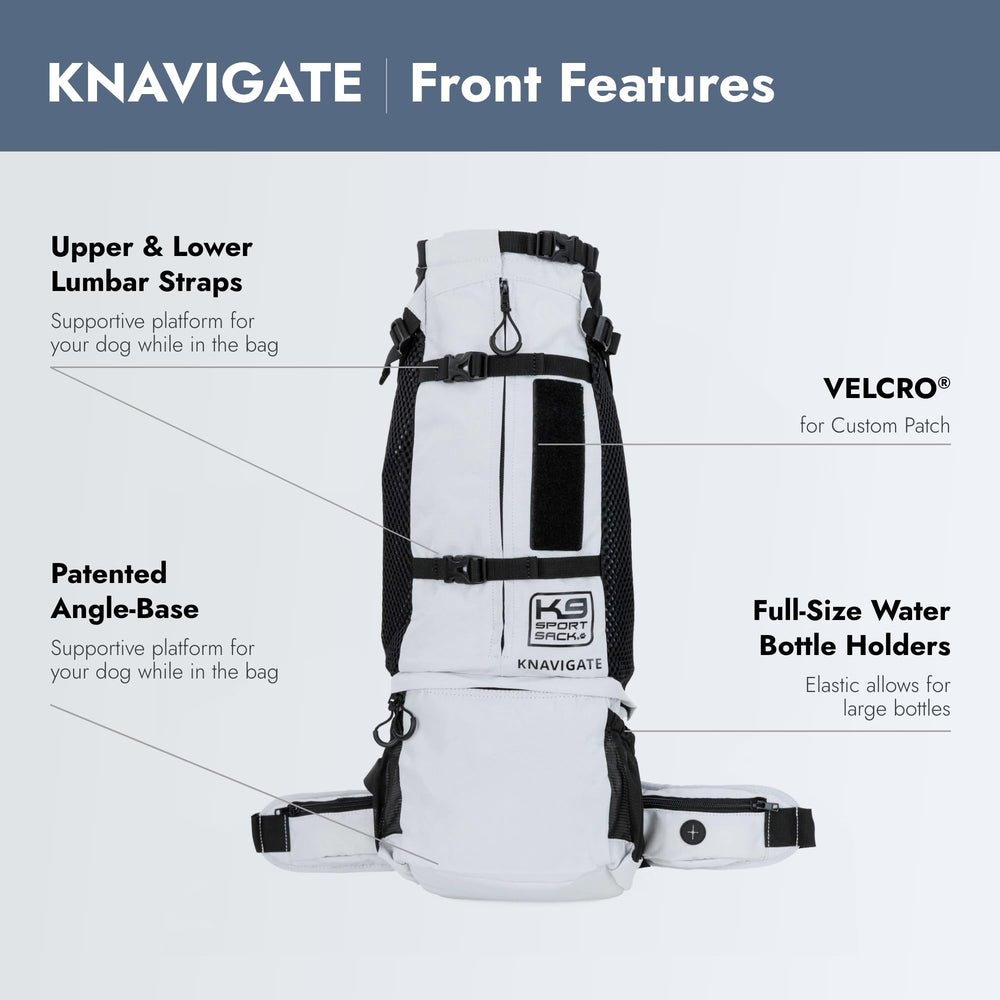 K9 Sport Sack Knavigate upper arm holes illustrate front-leg freedom