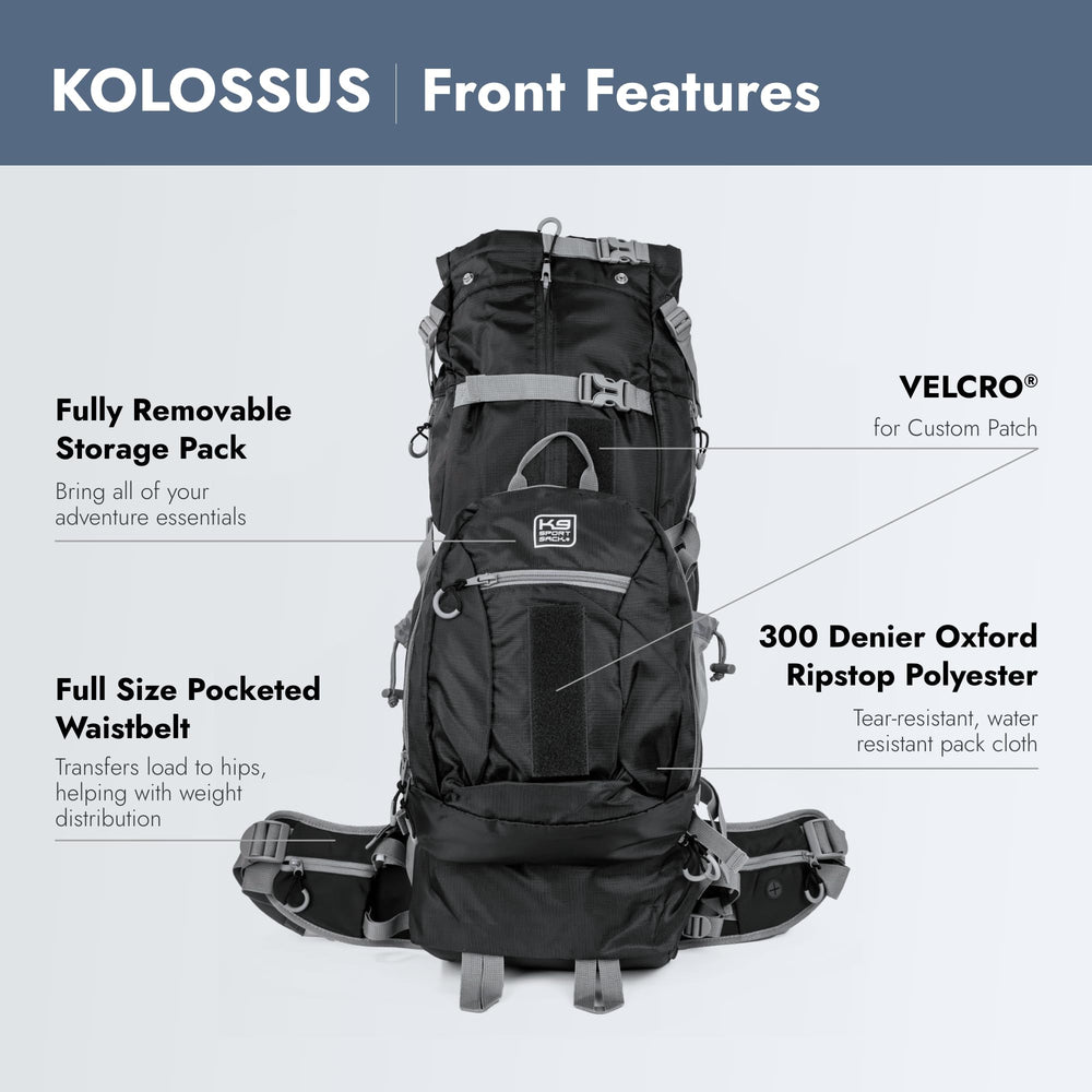 K9 Sport Sack Kolossus removable storage bag and pockets keep essentials organized.