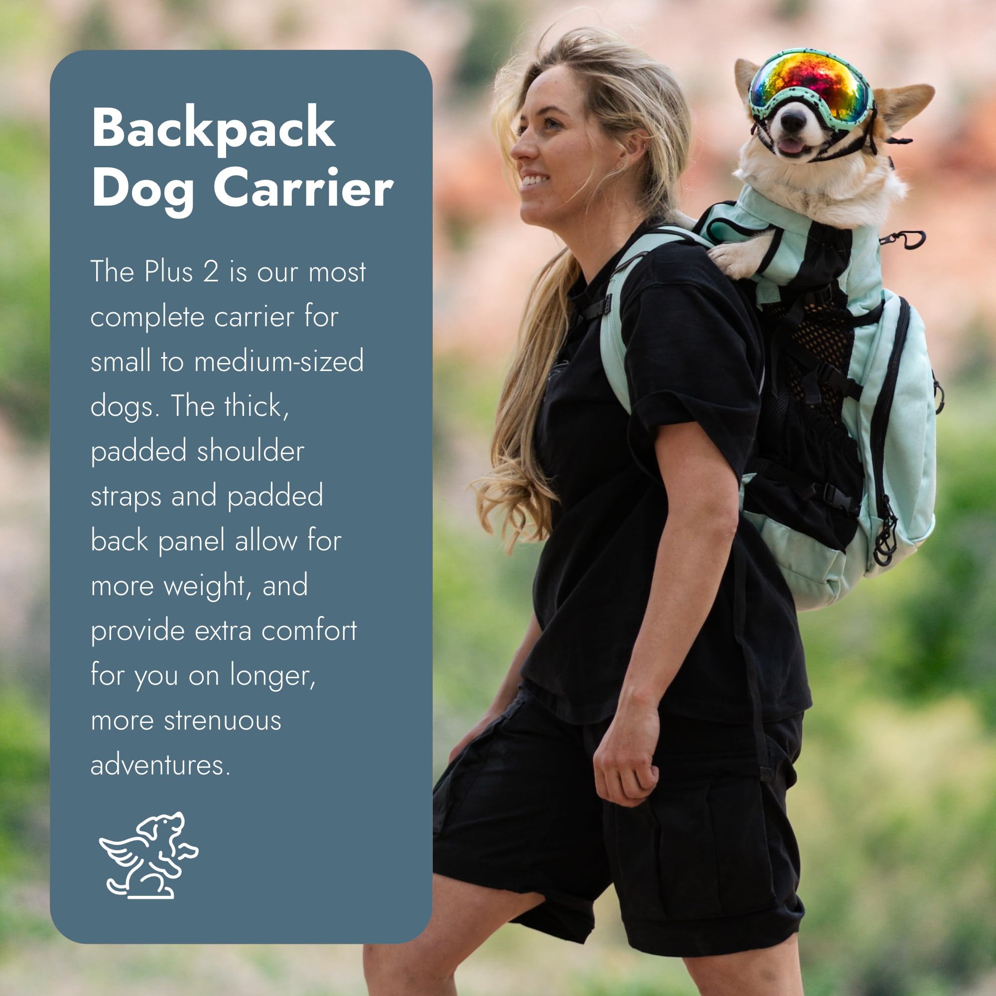 K9 Sport Sack Plus 2 small side view highlighting breathable mesh and cooling airflow.