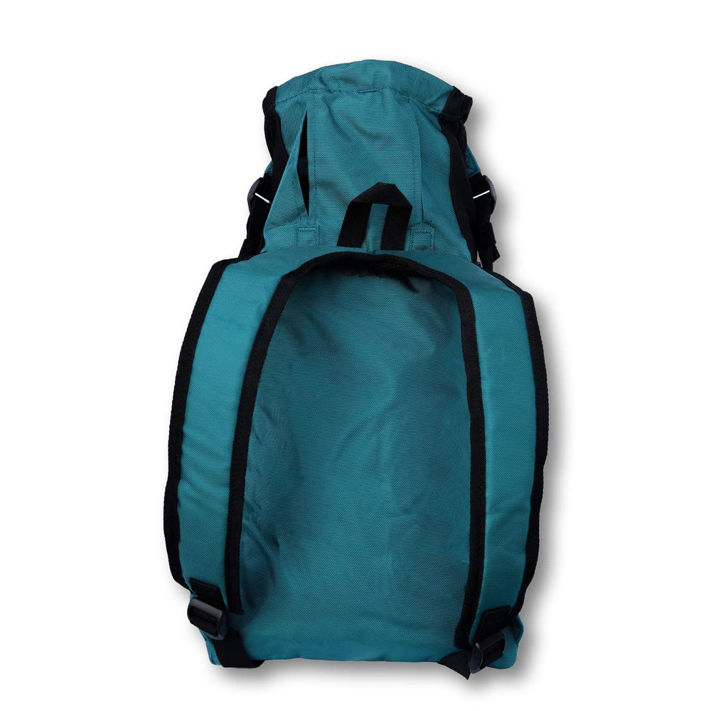 K9 Sport Sack Trainer X-Small Harbor Blue front view shows compact fit for quick outings with tiny dogs.