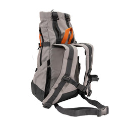 K9 Sport Sack Urban 3 dog-in-backpack-concrete shows secure, comfortable ride for small dogs.