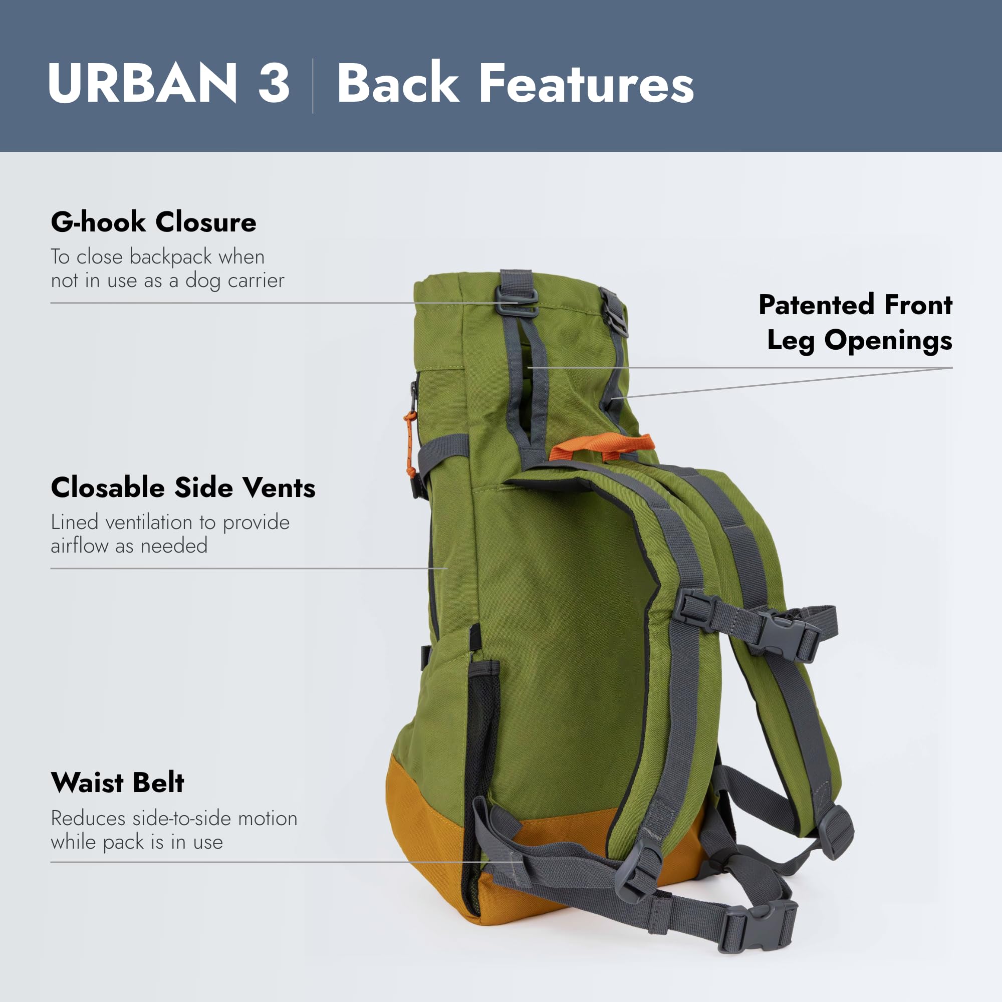 K9 Sport Sack Urban 3 angled-base ensures comfortable stance during light hikes.