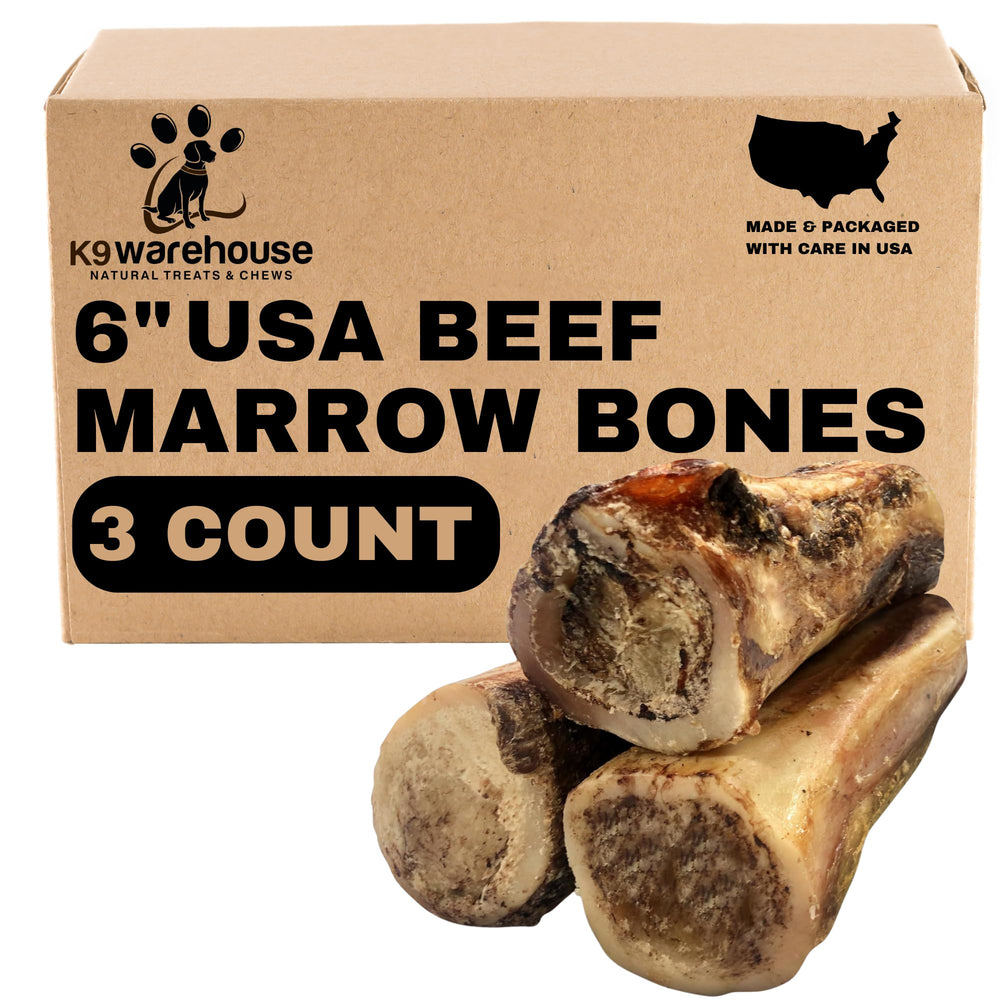 K9warehouse marrow bones packaging highlights all-natural beef ingredients for dogs