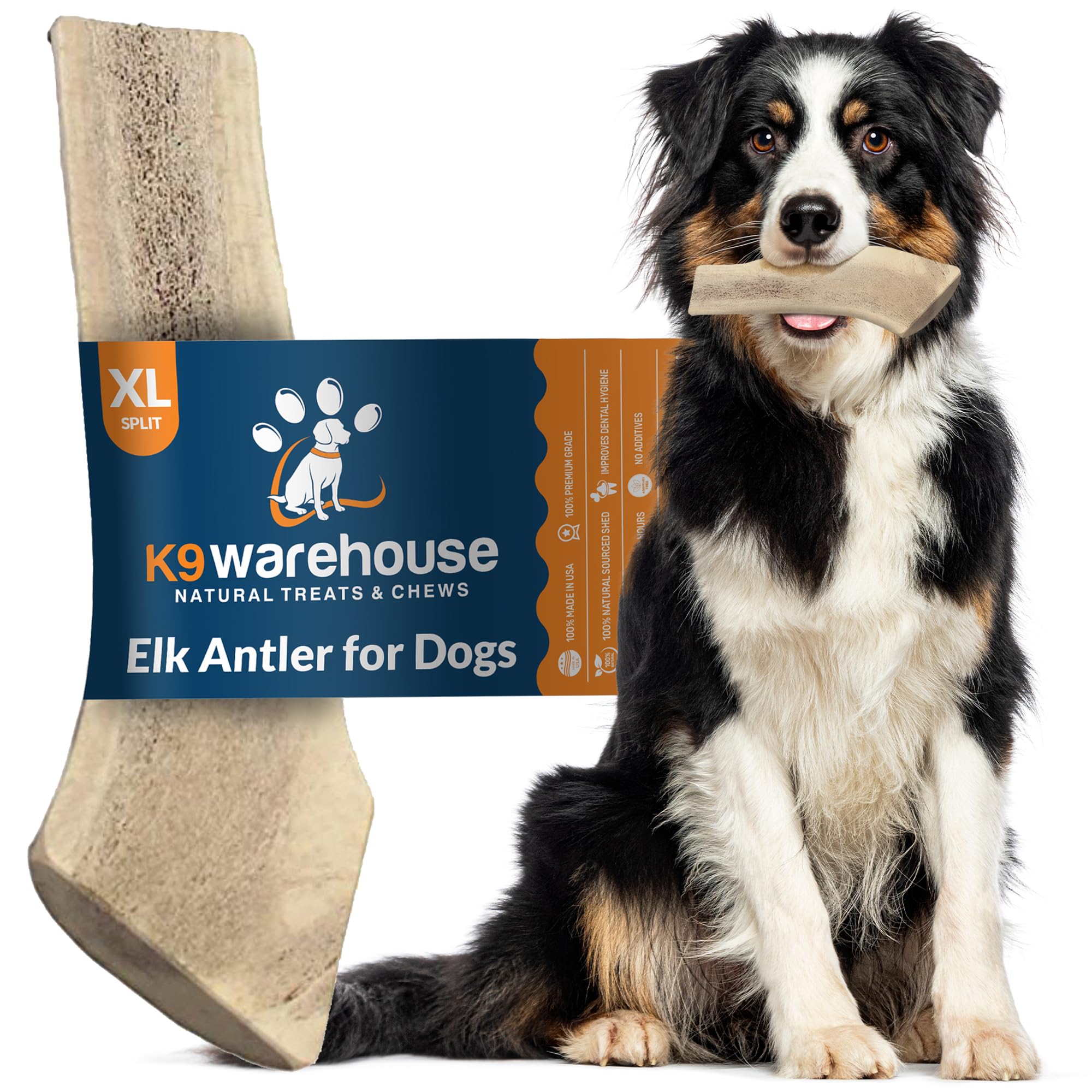 K9warehouse packaged-elk-antler-dog-treat showcases convenient pack and ready-to-chew format.