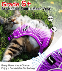 Kaazylab cat harness adjustable XS to M for a snug fit.
