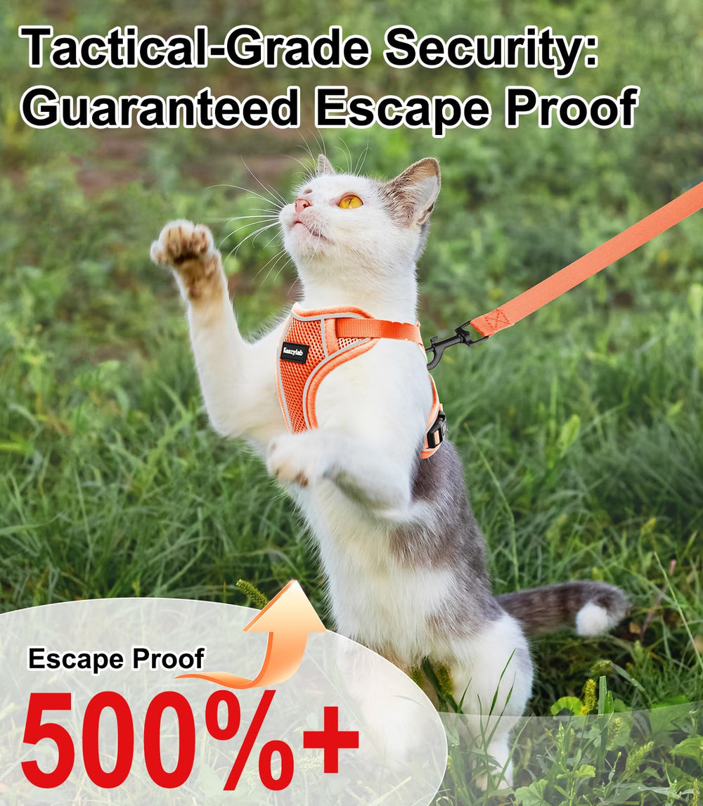 Kaazylab cat harness breathable vest ensures cooling comfort during walks.