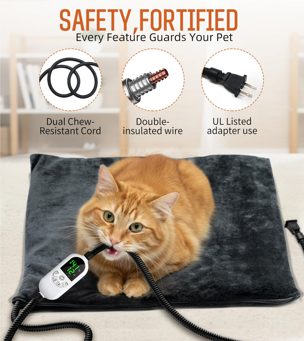 Kabaripet heated cat bed control panel demonstrates 12 temperature and timer settings