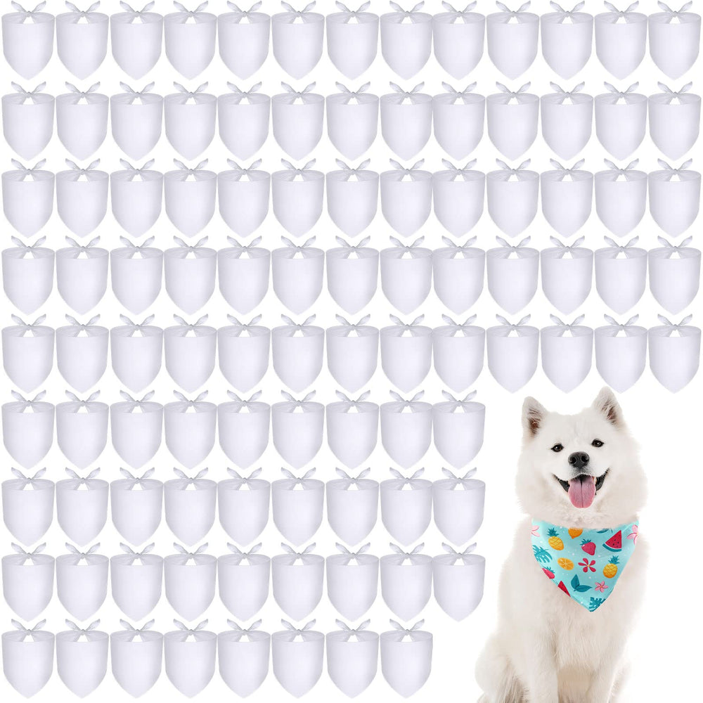 Kacctyen 100pcs sublimation dog bandanas pack, front view, ready for DIY pet outfits.