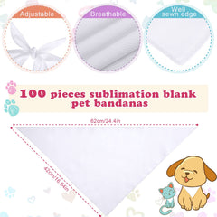 Kacctyen blank white sublimation dog bandana closeup, showing smooth polyester surface for design.