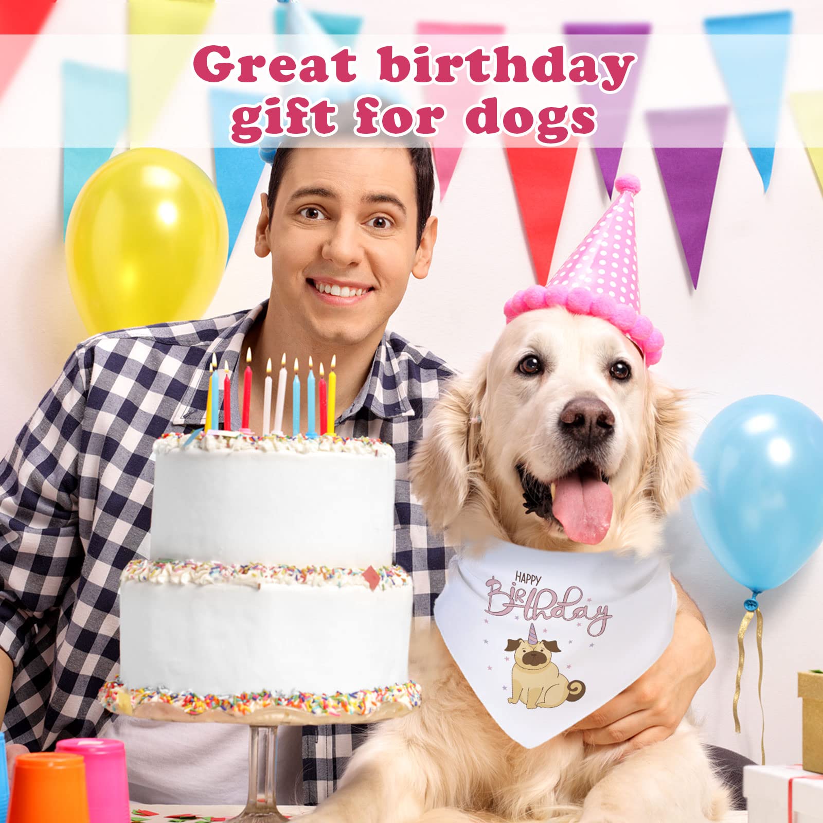Kacctyen occasions-ready pet bandana in white, ideal for photos and celebrations.