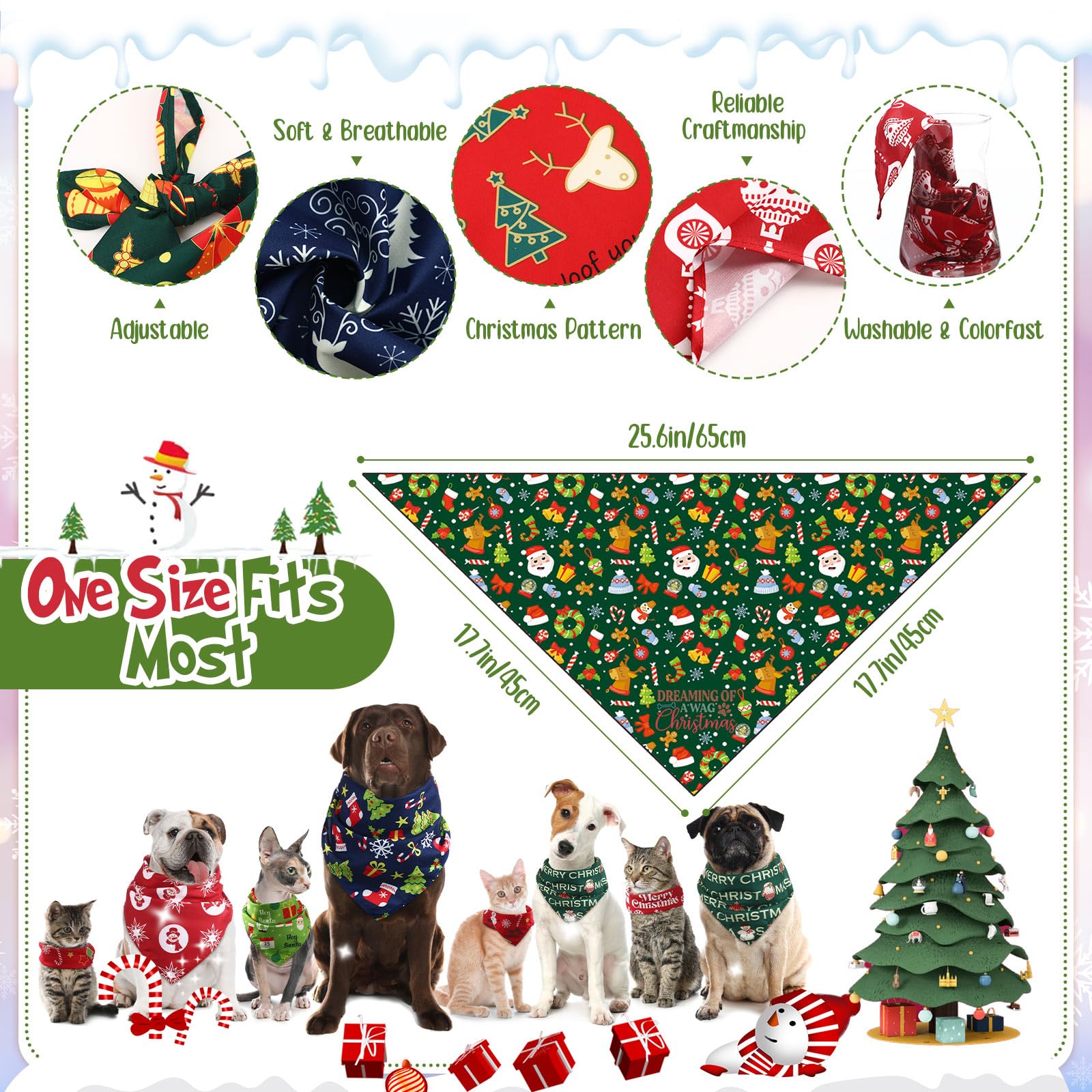 Kacctyen Christmas dog bandanas show pattern variety for festive styling