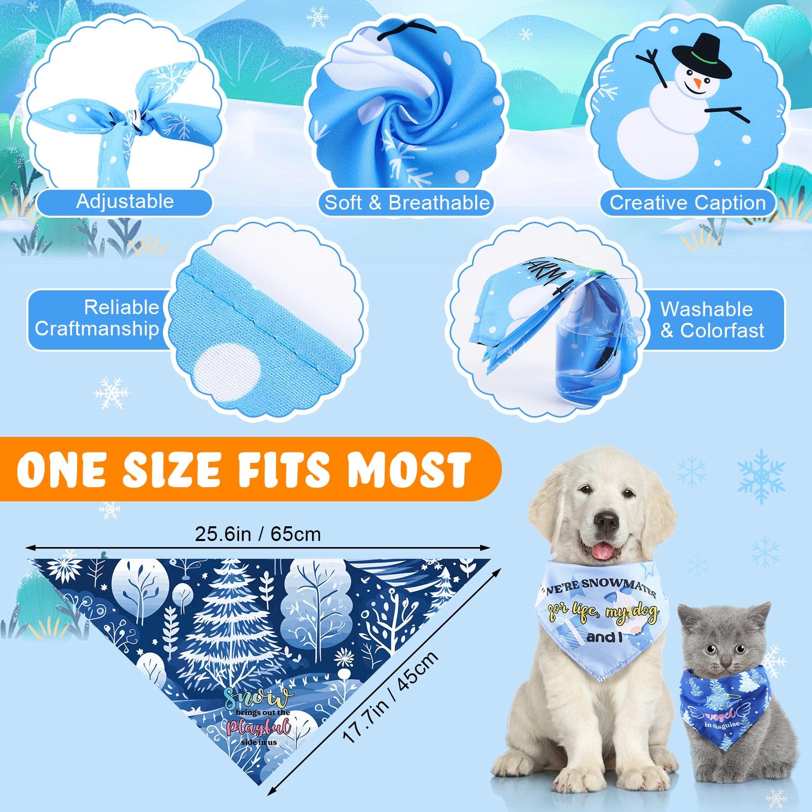 Kacctyen soft polyester dog bandana provides comfortable wear