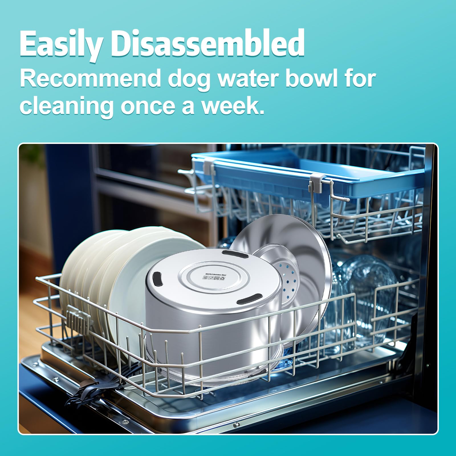 Kactoily 5.6L no-spill dog bowl easy-clean design for quick maintenance.