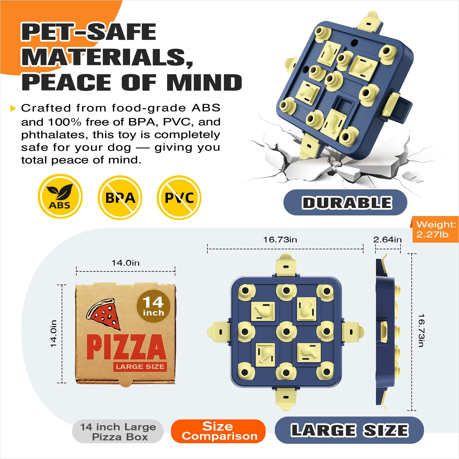 KADTC dog puzzle with four removable flip-lids offering varied challenges