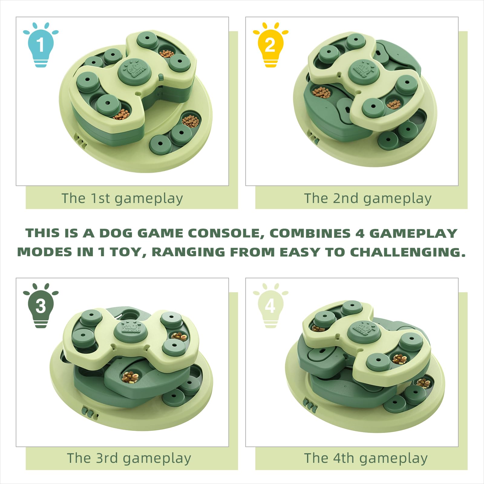 KADTC dog puzzle toy in use with a focused dog