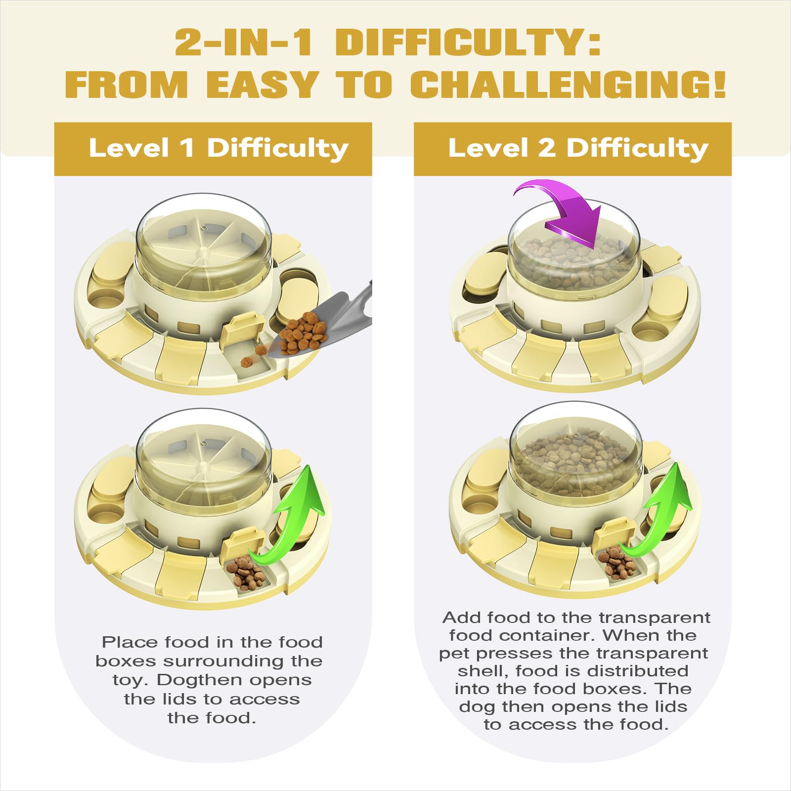 KADTC Level 2 in 1 dog puzzle toy slow feeder capacity up to 5.64 oz