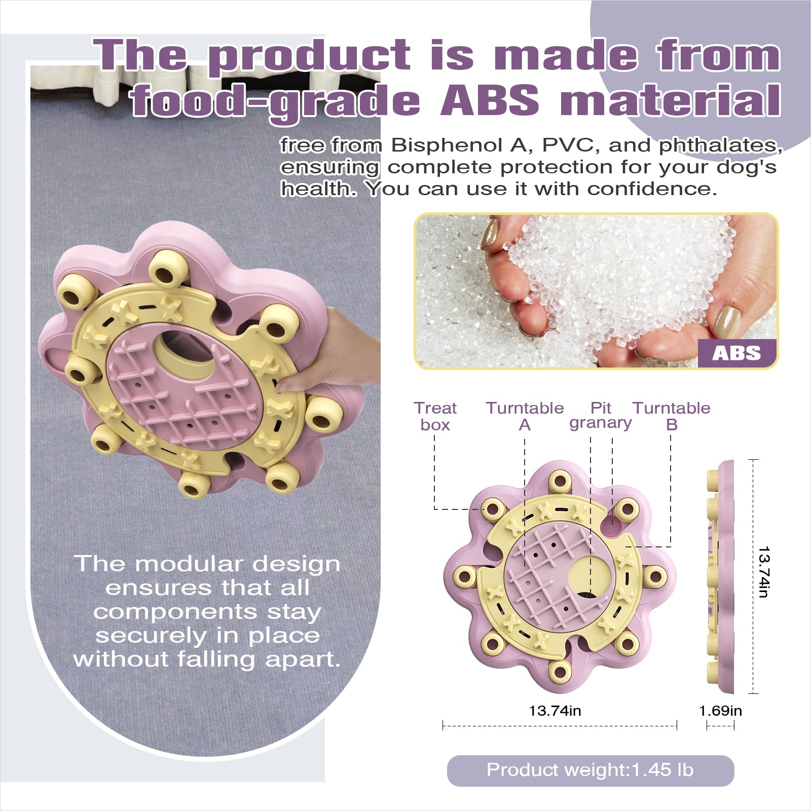 KADTC pink puzzle toy uses safe materials for pet safety