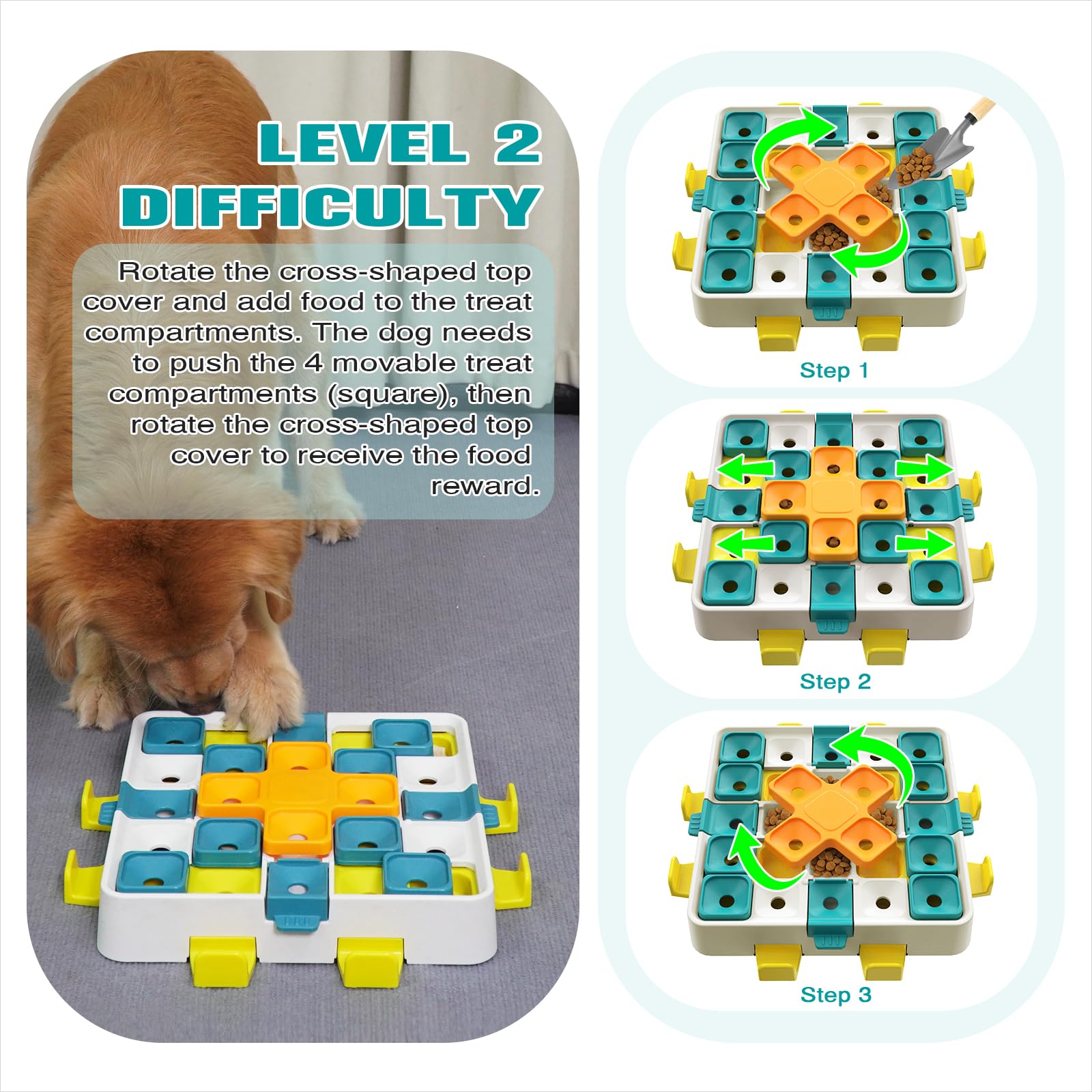 KADTC puzzle toy Level 2 rotating cross lid adds rotational challenge and sniff-worthy anticipation.