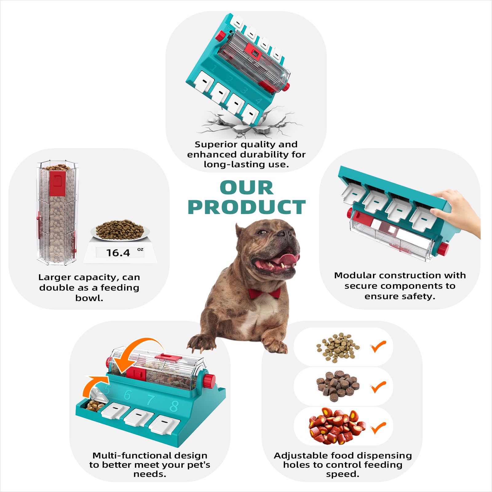 KADTC slow-feeder design promotes mindful eating and longer playtime.