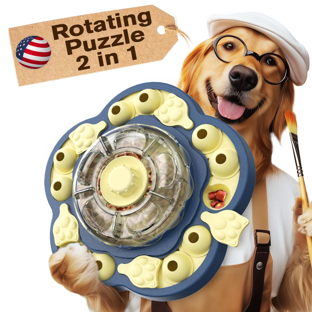 KADTC us-design-patented dog puzzle with three levels boosts mental stimulation during play