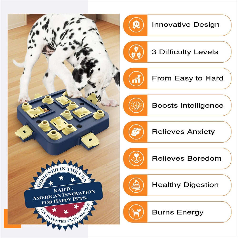 KADTC US-patented design dog puzzle showcasing American innovation