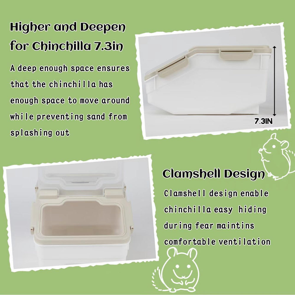 KAINUM chinchilla dust box close-up built-for-easy-cleaning highlights durable plastic and smooth edges.