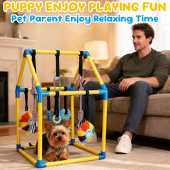KAINUM Puppy Play Gym with toys—engaging enrichment for curious dogs.