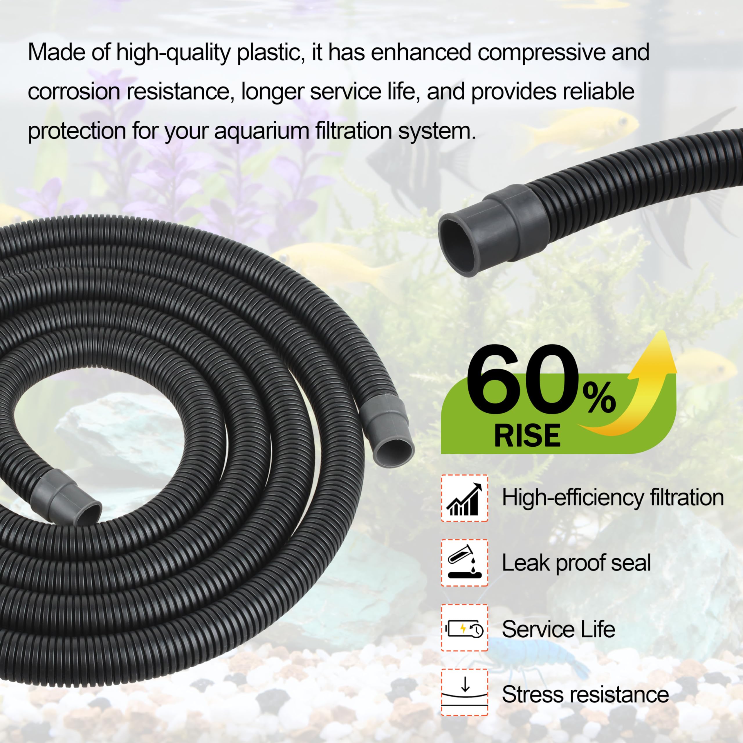 KAKAPEOPLE A20236 durable black plastic hose stands up to long-term use.