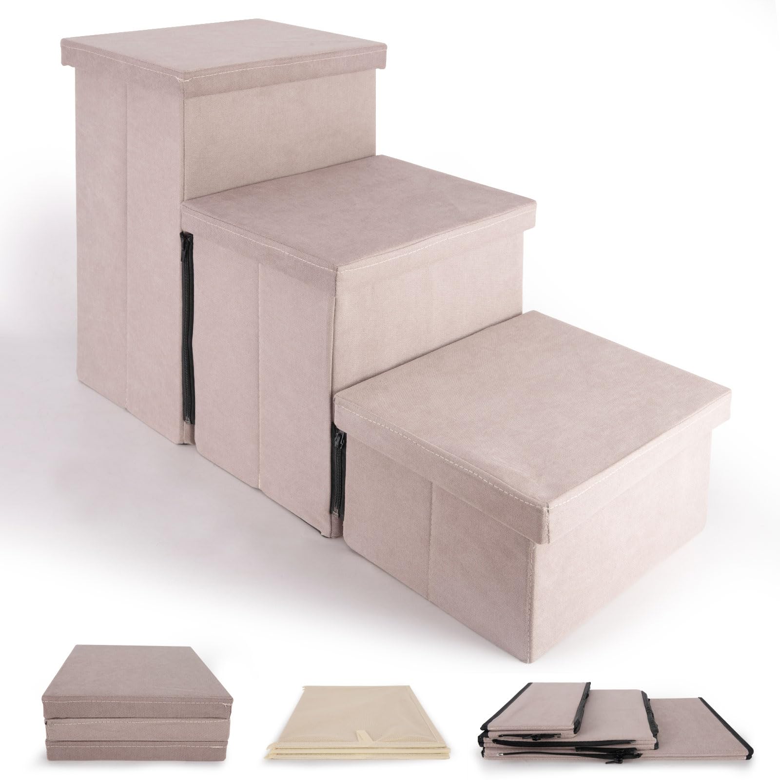KAKO dog stairs folded for compact storage and easy under-furniture stowage