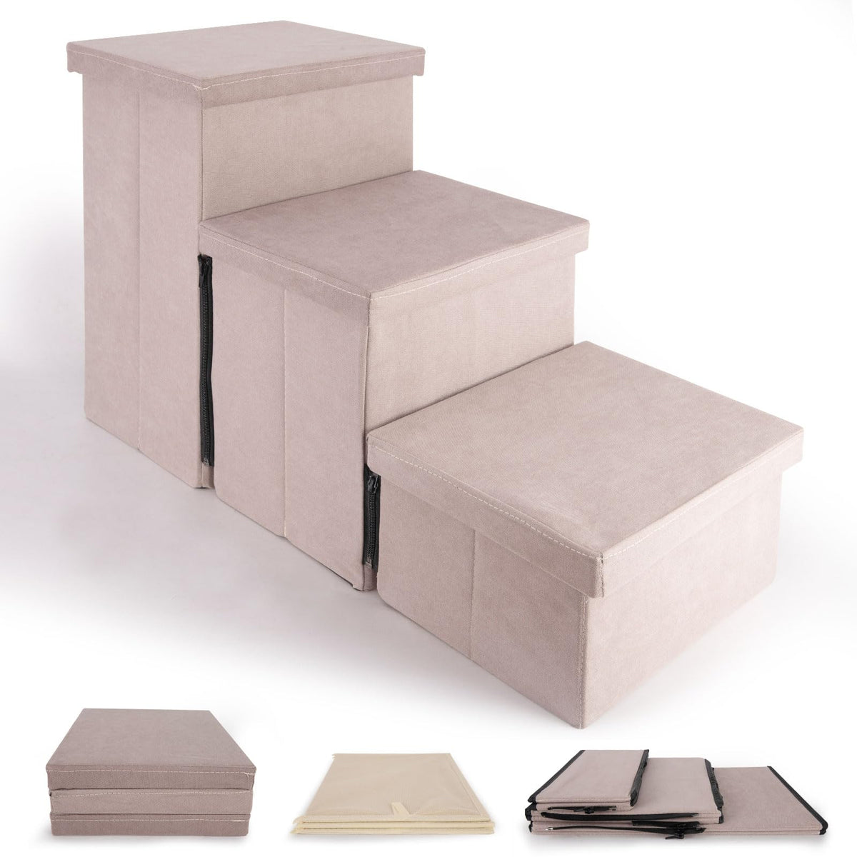 KAKO dog stairs folded for compact storage and easy under-furniture stowage