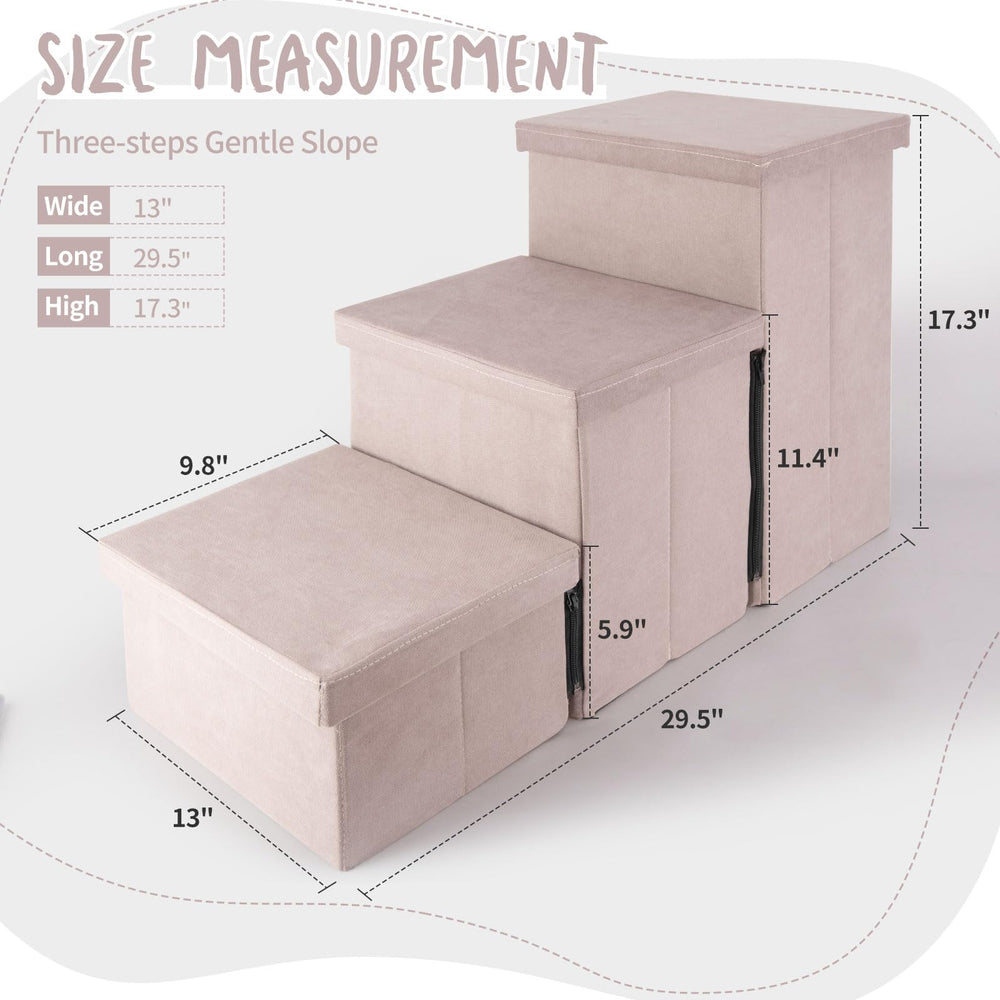 KAKO dog stairs three-tier layout shown for safe ascent to high bed