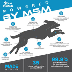 KALA HEALTH PeakTails MSM powder supports dog joint mobility during walks.