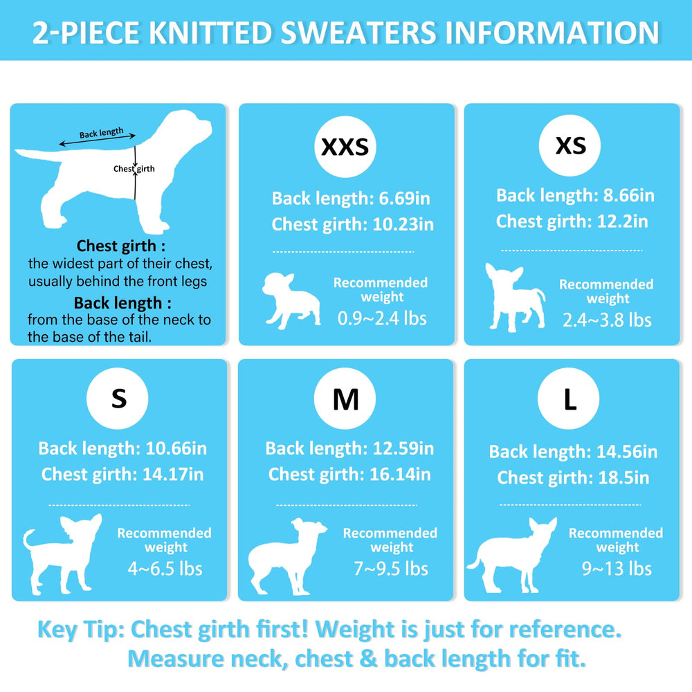 Kallfir's cutie two-pack XXS dog sweaters offer convenience.