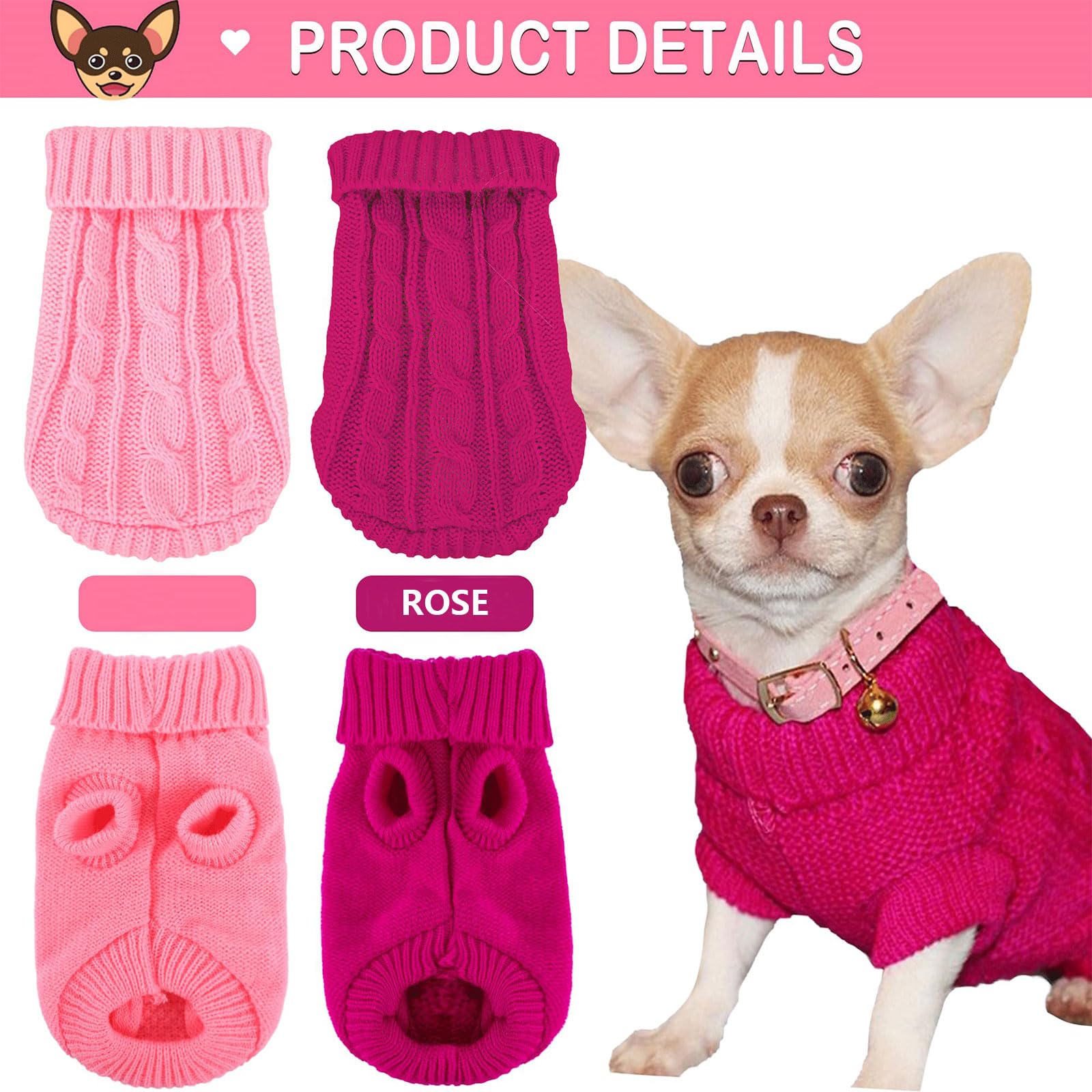 Kallfir's cutie XXS dog sweater green pack highlights durable knit warmth