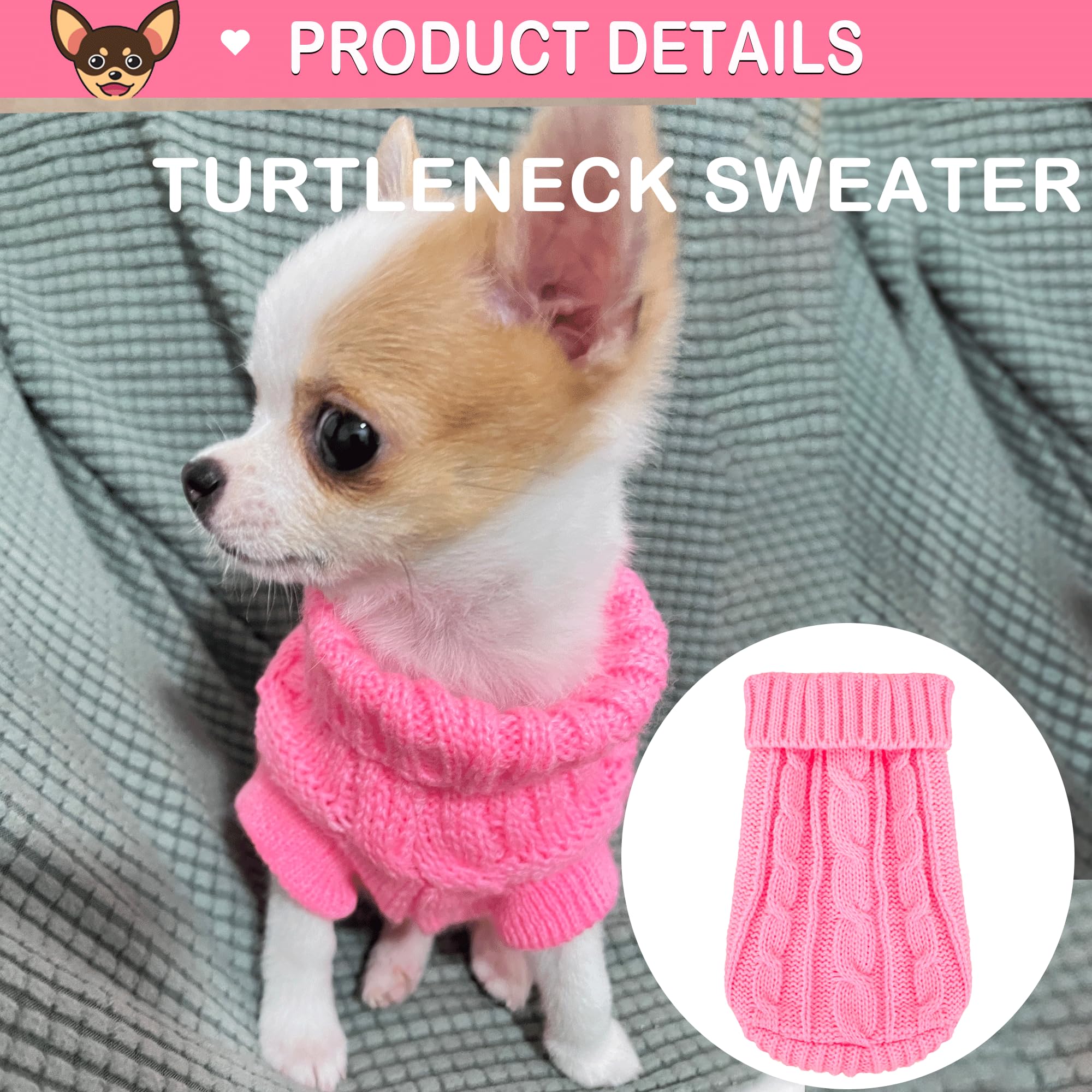 Kallfir's cutie XXS dog sweater knit detail highlights soft wool blend
