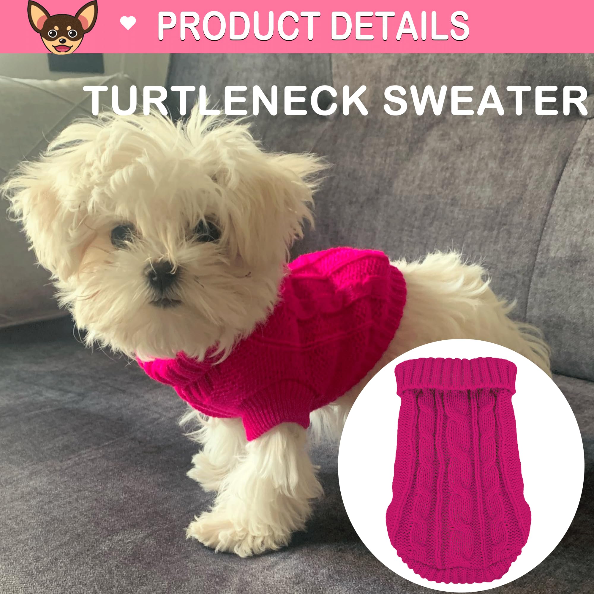 Kallfir's cutie XXS dog sweater side view shows snug fit