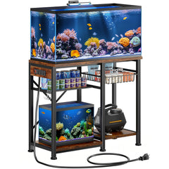 Kalrin 20-29 gallon aquarium stand top view shows sturdy vintage brown frame and strong surface for heavy tanks