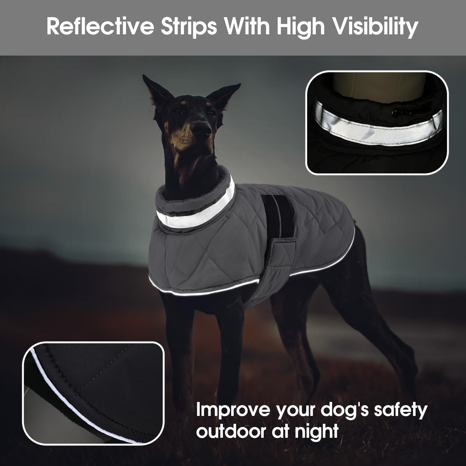 KAMA BRIDAL dog coat easy-wear design demonstrating 2-step put-on process
